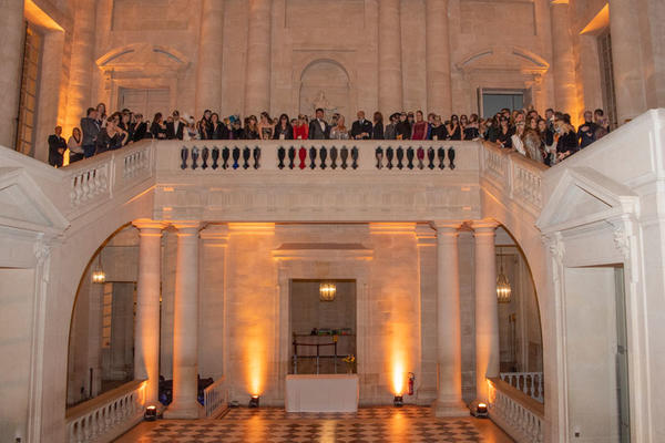 The entire group of on the Gabriel Staircase at the main entrance to the Palace