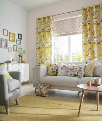 Draperies in Cath Kidston's Promise fabric in Canary brings botanicals indoors