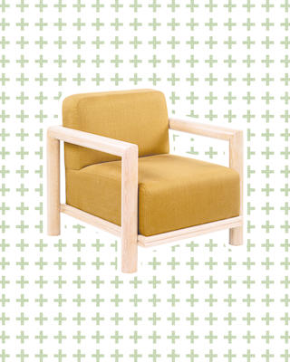 La Jolla Lounge Chair in Oak with Truffle Linen upholstery

