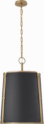 Hastings Medium Pendant in Hand-Rubbed Antique Brass with Black Shade