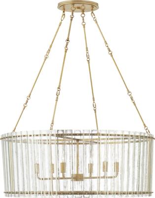 Cadence Large Chandelier in Hand-Rubbed Antique Brass with Antique Mirror
