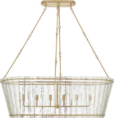 Cadence Grande Linear Chandelier in Hand-Rubbed Antique Brass with Antique Mirror