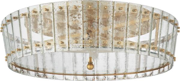 Cadence Large Single-Tier Flush Mount in Hand-Rubbed Antique Brass with Antique Mirror