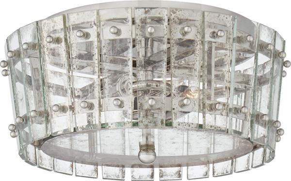 Cadence Small Single-Tier Flush Mount in Polished Nickel with Antique Mirror