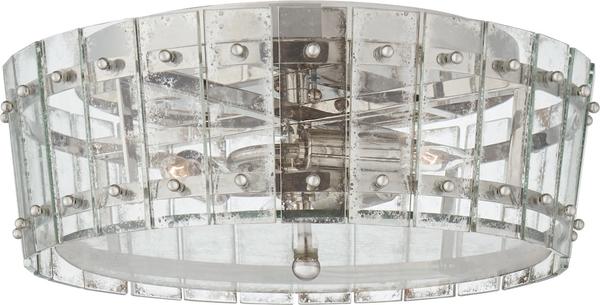 Cadence Medium Single-Tier Flush Mount in Polished Nickel with Antique Mirror