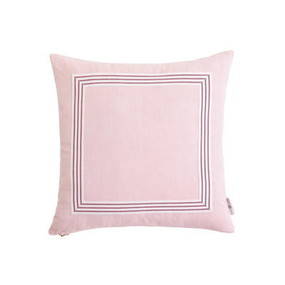 Pillow in Blush with Poppy Stripe Trim 