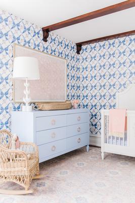 Bows and Blossoms Wallpaper enlivens a room