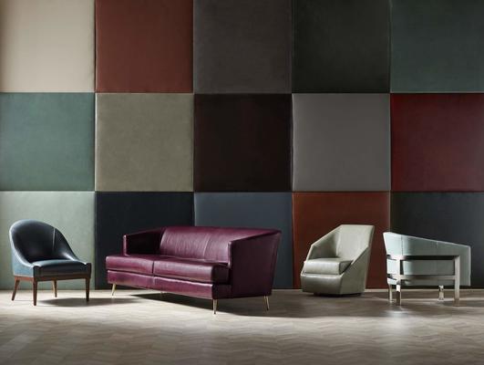 Moore & Giles Leathers are available on the Bella Chair, Coco Sofa, Jewel Return Swivel Chair and Avery Leather Chair