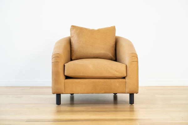 Hawthorne Chair in Camel leather and Charcoal oak 