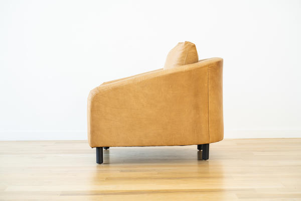 Hawthorne Chair in Camel leather and Charcoal oak