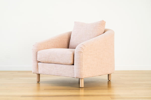 Hawthorne Chair in Blush linen leather and Natural oak