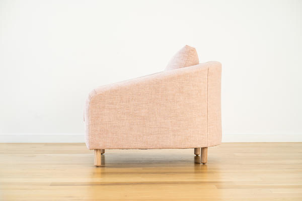 Hawthorne Chair in Blush linen leather and Natural oak