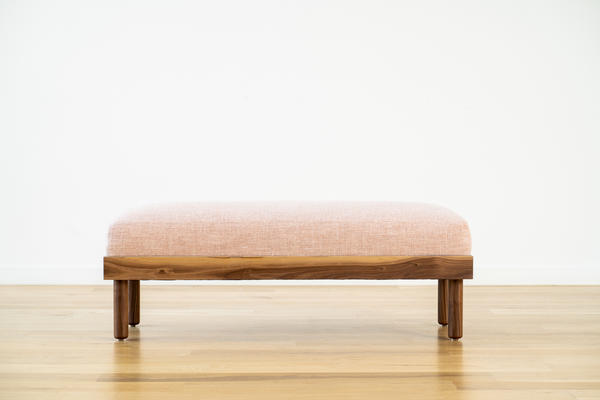 Norwood Bench in Blush linen and walnut