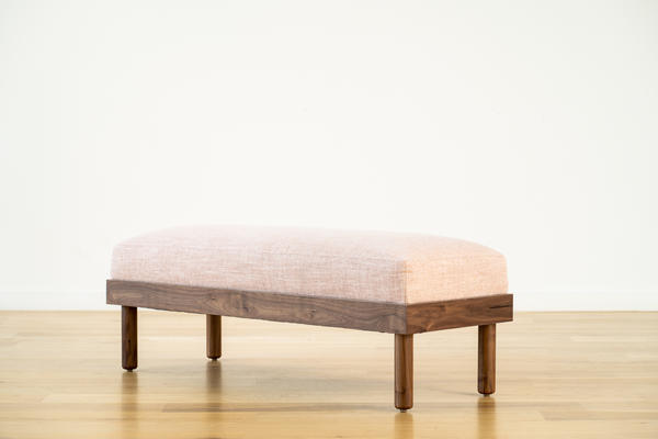 Norwood Bench in Blush linen and walnut