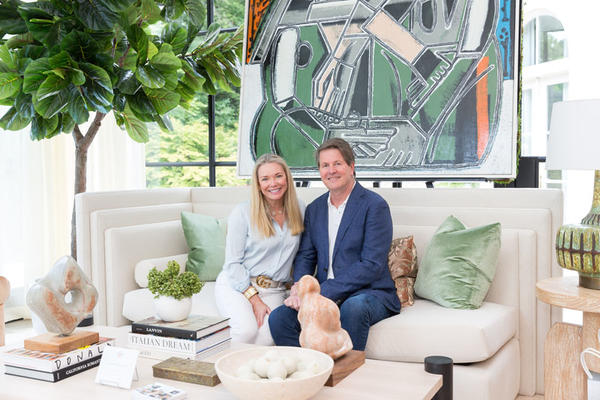 The showhouse’s Honorary Chair, Melanie Turner,  owner of Melanie Turner Interiors, with Stan Benecki of Benecki Homes 