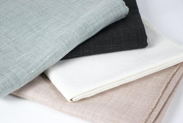 Timeless Linen in Tranquil, Charcoal, Pristine and Haze