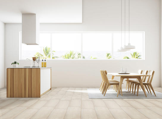 Denova replicates the look of concrete with cool tones and a brushed linear texture.
