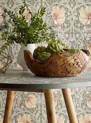 Selamat x Morris & Co. Acanthus Large Bowl, handcarved from teak roots