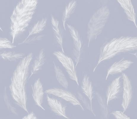 White Out Feathers in Lavendar Wallpaper