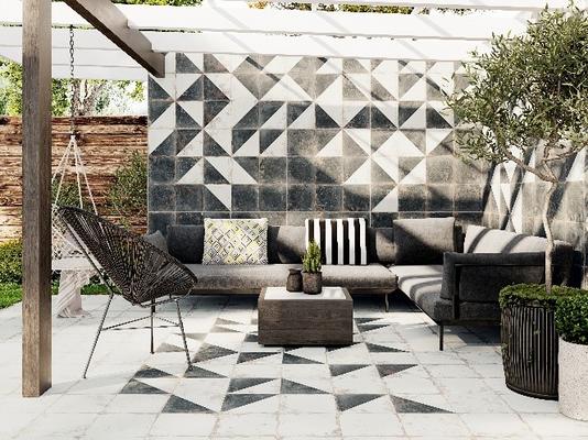 Rhapsody juxtaposes an alluring distressed finish with modern design flexibility. Ideal for floor and wall applications, the white, black, floral, and diagonal porcelain patterns complement a wide array of design themes. 
