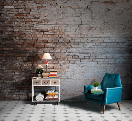 Cortijo is inspired by
courtyards in the south of Spain. The unique scored design of this 18"x 18" glazed ceramic floor and
wall tile provides the illusion of multiple tiles, but installs with the ease of one. 