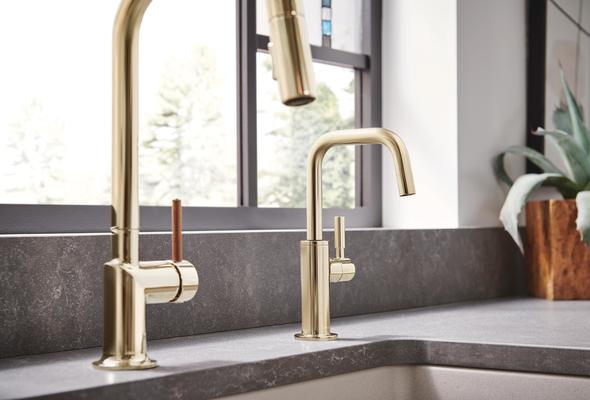 Beverage Faucet with Square Spout from the Odin Kitchen Collection