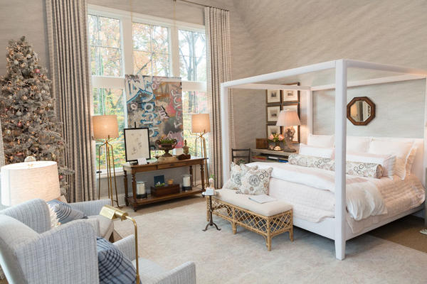The primary bedroom was designed by Lauren Davenport Imber of Davenport Designs.