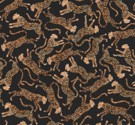 Cheetah King fabric in Amber, available in linen or velvet