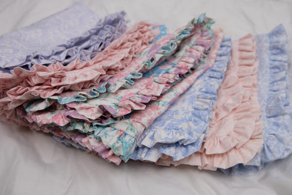 Soft French vintage poplin print Petite Ruffle shams in assorted colors