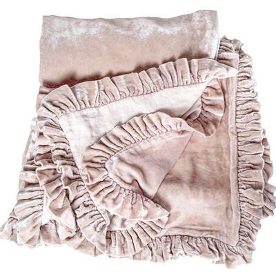 Silk velvet and linen Ruffle throw, available in 12 colors
