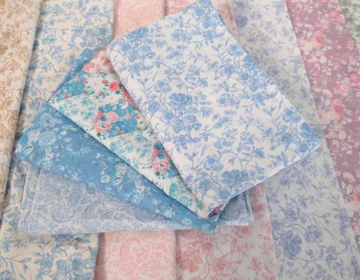 Soft French Vintage poplin prints, available for custom bedding and fabric
