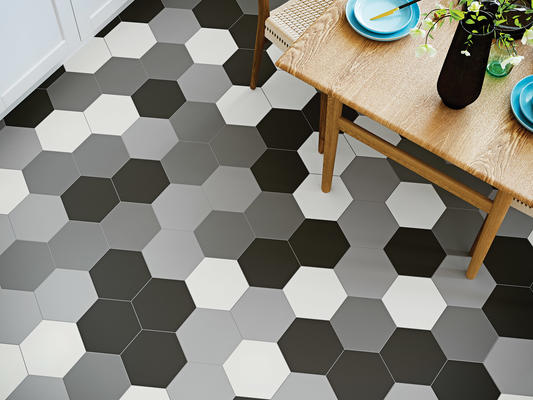 Heksa porcelain tile features the distinct and chic geometric hexagon, as timeless as it is efficient in design. The iconic honeycomb pattern adds edge when creating unique designs, versatile for any room. Heksa™ colors include six options, as varied as tried-and-true neutrals and a pop of color with green and navy.