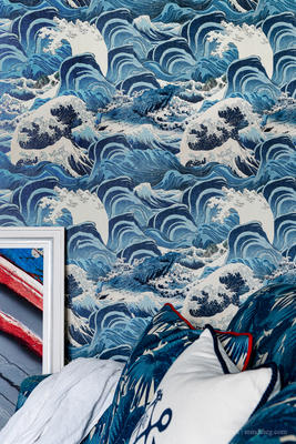 Sea Waves wallpaper in Light Blue