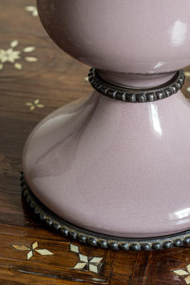 Detail of Menerbes table lamp in Dusky Pink