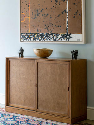 Chilcomb sideboard, shown in Beech and grasscloth 
