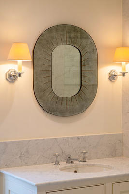 Kimpton mirror in etched antiqued mirror glass 
