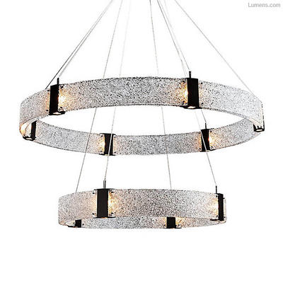 Two Tier Parallel Ring LED Chandelier by Hammerton Studio