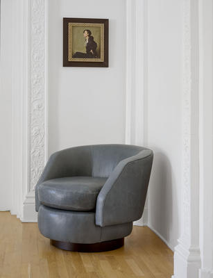 Brigette Romanek Collection Dell Swivel Chair in leather