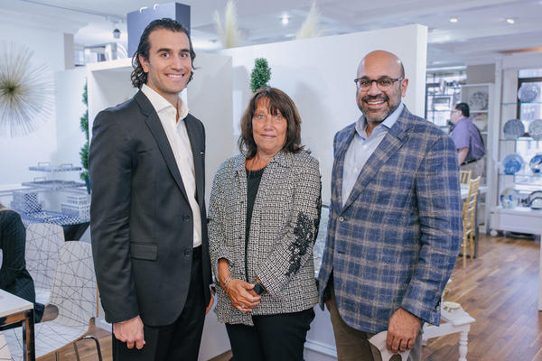 Wayfair co-founder and CEO Niraj Shah (right) with Linda Levine, SVP of Godinger, in their new showroom on floor 14.