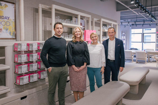 Eray Adlim, global export manager Sebla Akin and global sales & marketing director Onder Besceli from Turkish brand Lav Glass with Kristi Forbes, SVP and director of Forty One Madison (second from left)