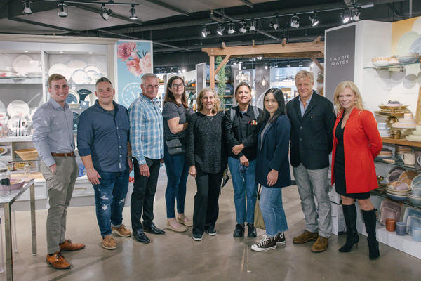 Laurie Gates (third from left), SVP of creative merchandising for Gibson, meets with the Marquee Brands team to discuss the Sur la Table license.