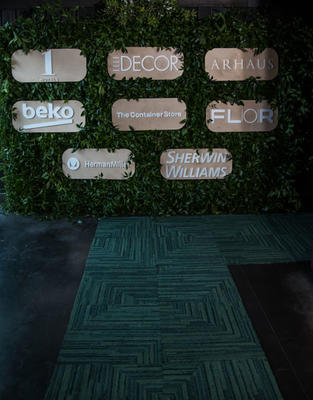 Flor provided the green carpet for the Earth event. The featured style, Boardwalk, is available in three colors (shown here in Kale).