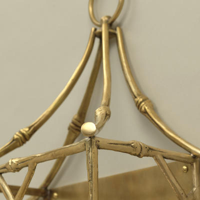Detail of Bamboo Wall Lantern -The quality of the brass casting is demonstrated in the bamboo style decoration.