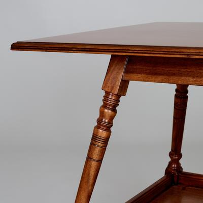 Morestead Table detail - Made from a combination of acacia and acacia veneer, it has turned solid wood legs.