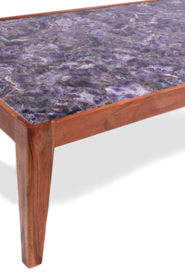 Amethyst stone inlay coffee table