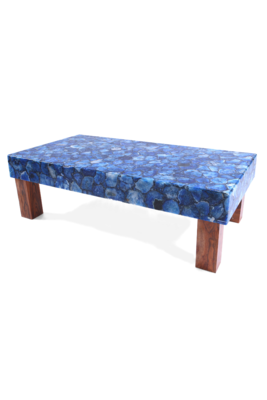 Blue agate backlit coffee table