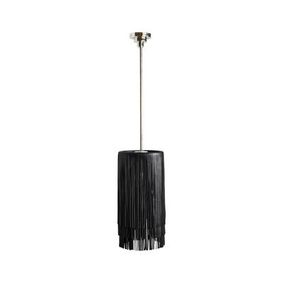 Nairobi pendant in nickel with black leather