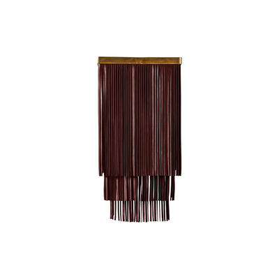Ndidi wall sconce in brass with oxblood leather
