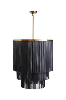 NeKeia chandelier, brass with Nile River leather