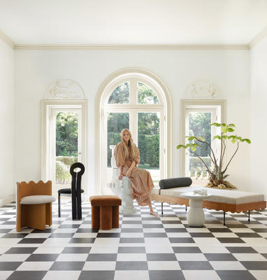 The third and largest launch yet includes rugs, pillows, wallpapers, and Sarah's first-ever furniture capsule. Each piece is tailored and unique with artful details true to Sarah's warm, edited style. 